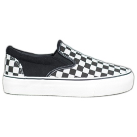 SHELOVET Slipons noirs et blancs sur la plate-forme
