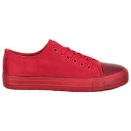 SHELOVET Baskets en daim rouge