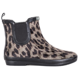 Kylie Bottes en daim à imprimé léopard beige le noir
