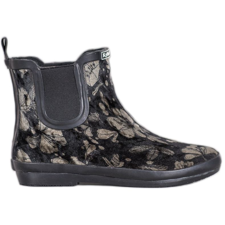 Kylie Bottes en daim à fleurs le noir