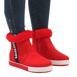 Bottines en daim fourrées rouges NB252P-3