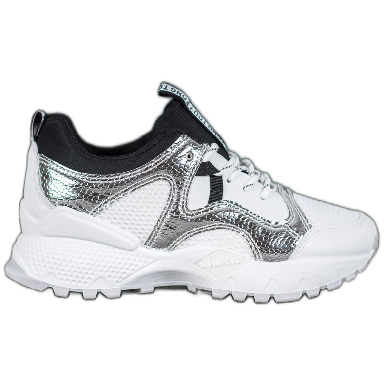 Bona Baskets mode avec maille blanche gris