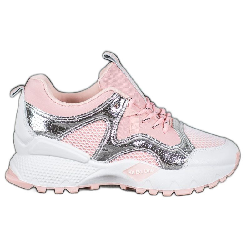 Bona Baskets mode avec maille rose gris