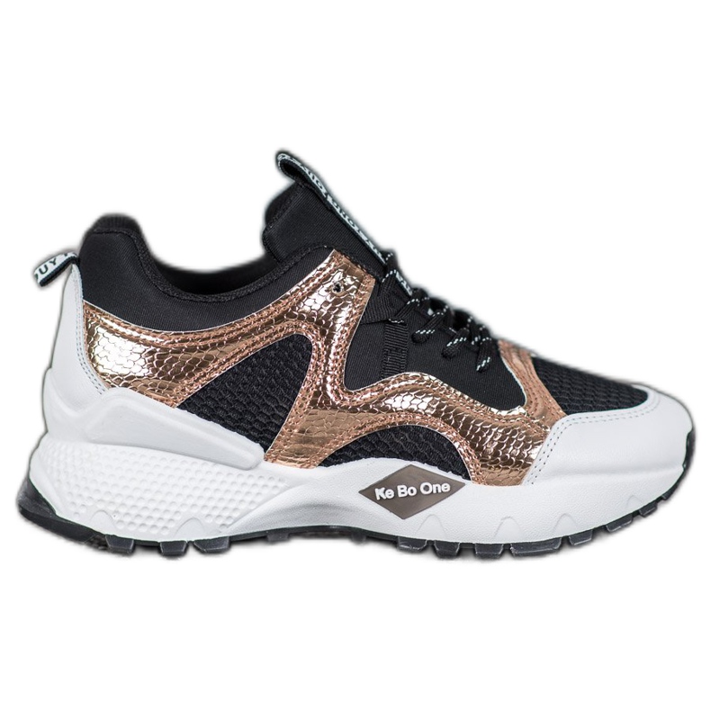 Bona Baskets mode avec maille le noir jaune