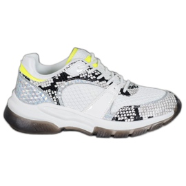 Kylie Baskets confortables à imprimé serpent blanc multicolore