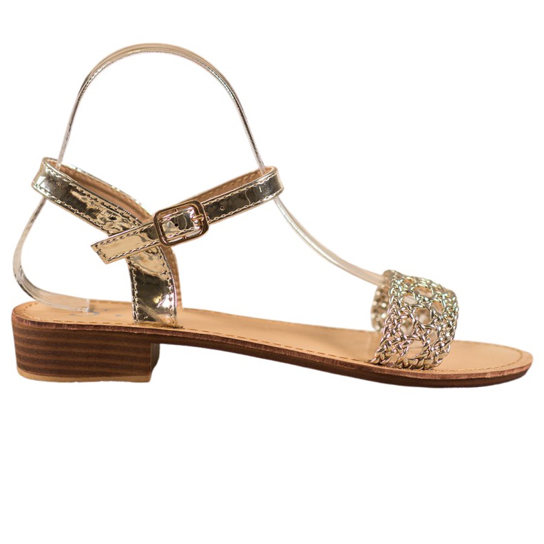 Small Swan Sandales tressées élégantes d'or