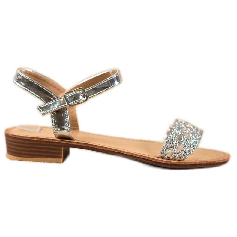 Small Swan Sandales tressées élégantes gris