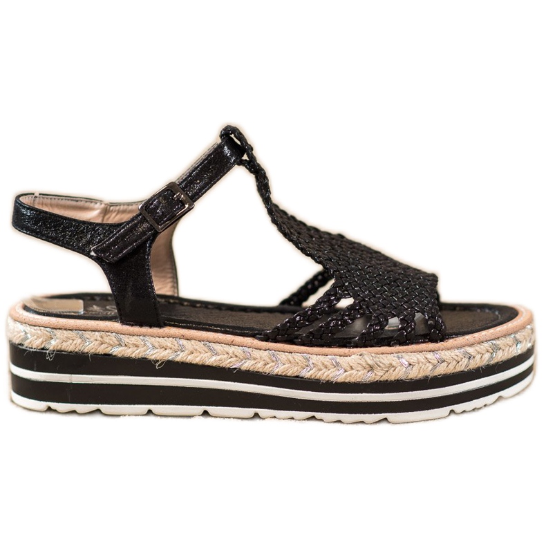 Small Swan Sandales tressées sur la plate-forme le noir Small Swan Sandales tressées sur la plate-forme le noir