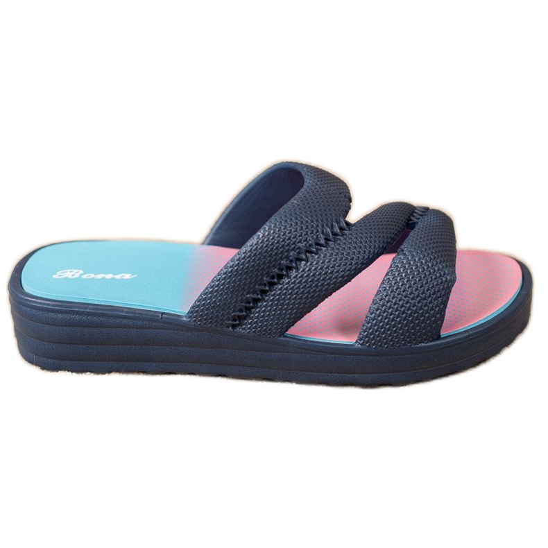 Bona Chaussons Confortables Bleu Marine