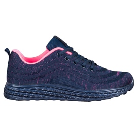 Bona Chaussures textiles légères bleu marine rose