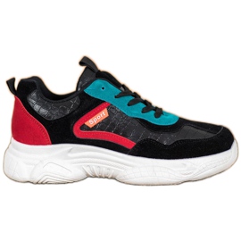 SHELOVET Baskets de sport en daim noir multicolore