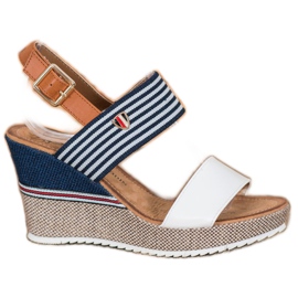 Goodin Sandales compensées blanc bleu