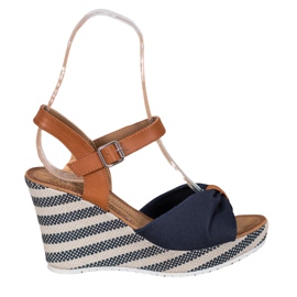 Goodin Sandales bleu marine sur compensées brun