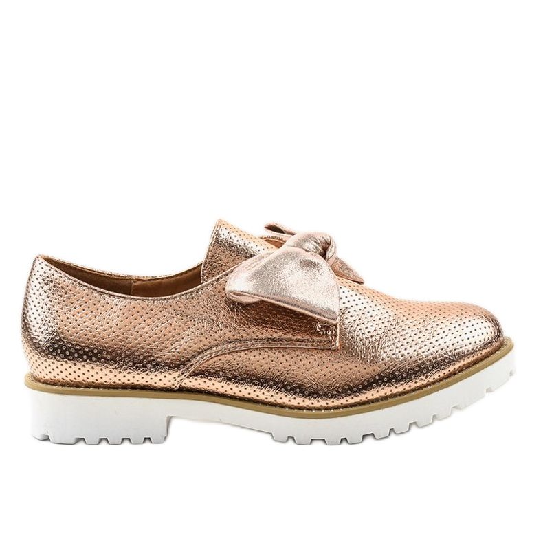Chaussures à enfiler dorées avec un nœud RS-WED2 d'or