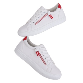 Baskets femme BY-231 BLANC/ROUGE blanche