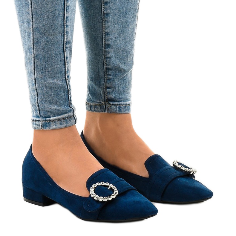 Escarpins en daim bleu marine L419