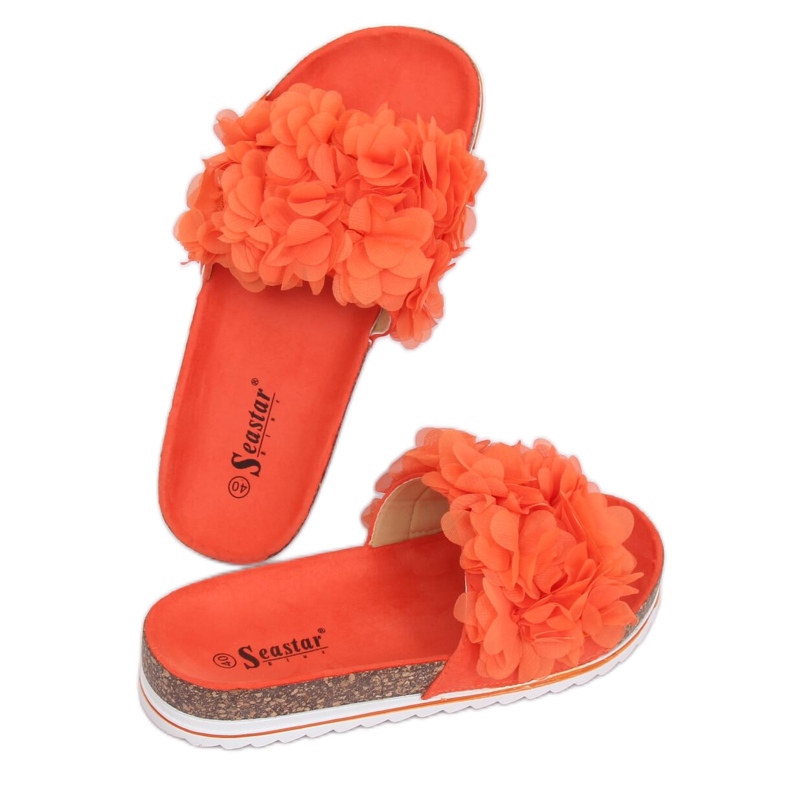 Flower power orange BG47P Chaussons orange