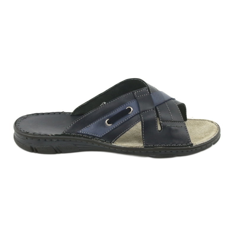 Pantoufles En Cuir Confortables Naszbut 055 bleu marin bleu