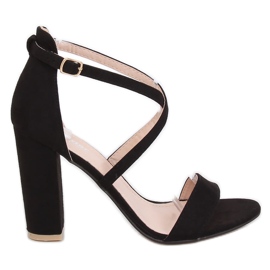 Sandales noires sur le poteau GG-88P Noir le noir