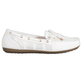 Diamantique Mocassins en cuir écologique blanc