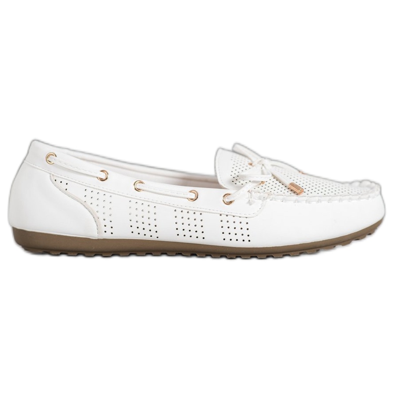 Diamantique Mocassins en cuir écologique blanche