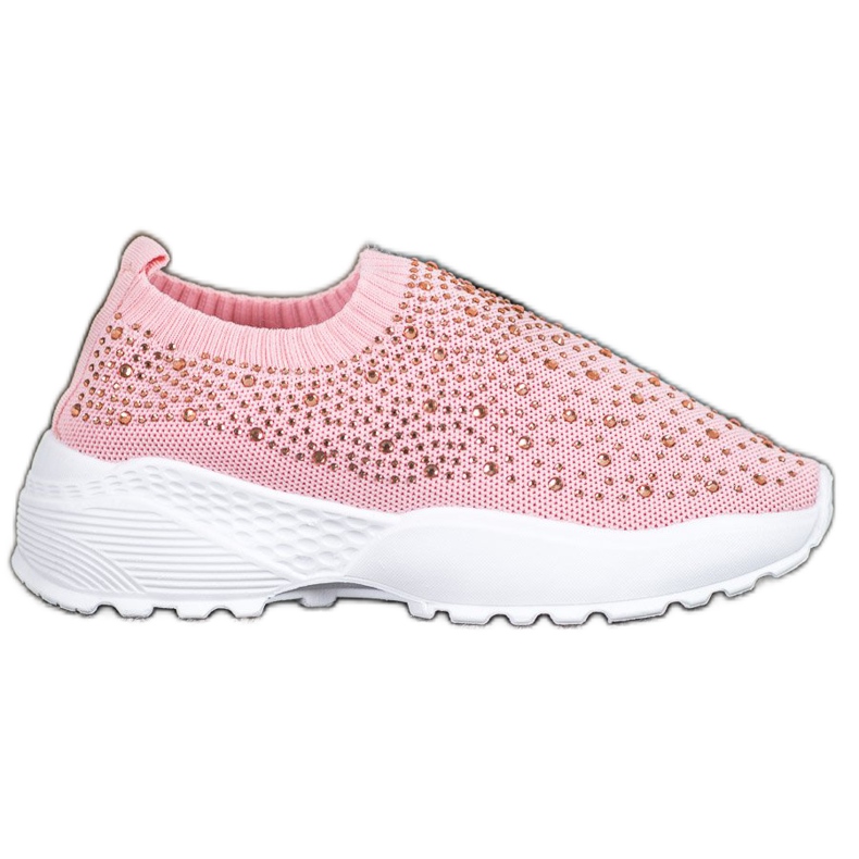 Diamantique Chaussures de sport avec cristaux rose