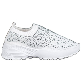 Diamantique Chaussures de sport avec cristaux blanche