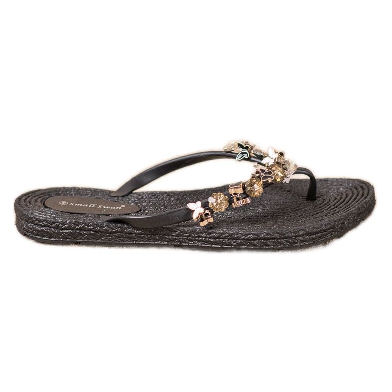 SHELOVET Tongs en caoutchouc avec ornements le noir