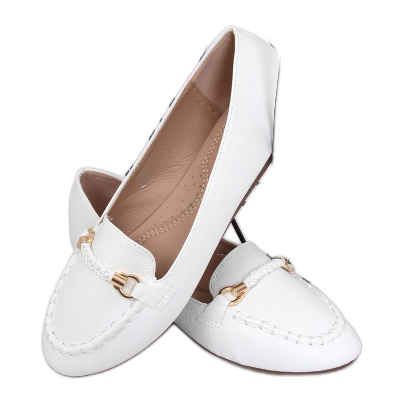 Mocassins femme blancs A8636 Blanc blanche