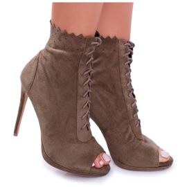 Lu Boo Suede Lace-up Sandales Bottes Sur Un Talon Haut Natasha vert