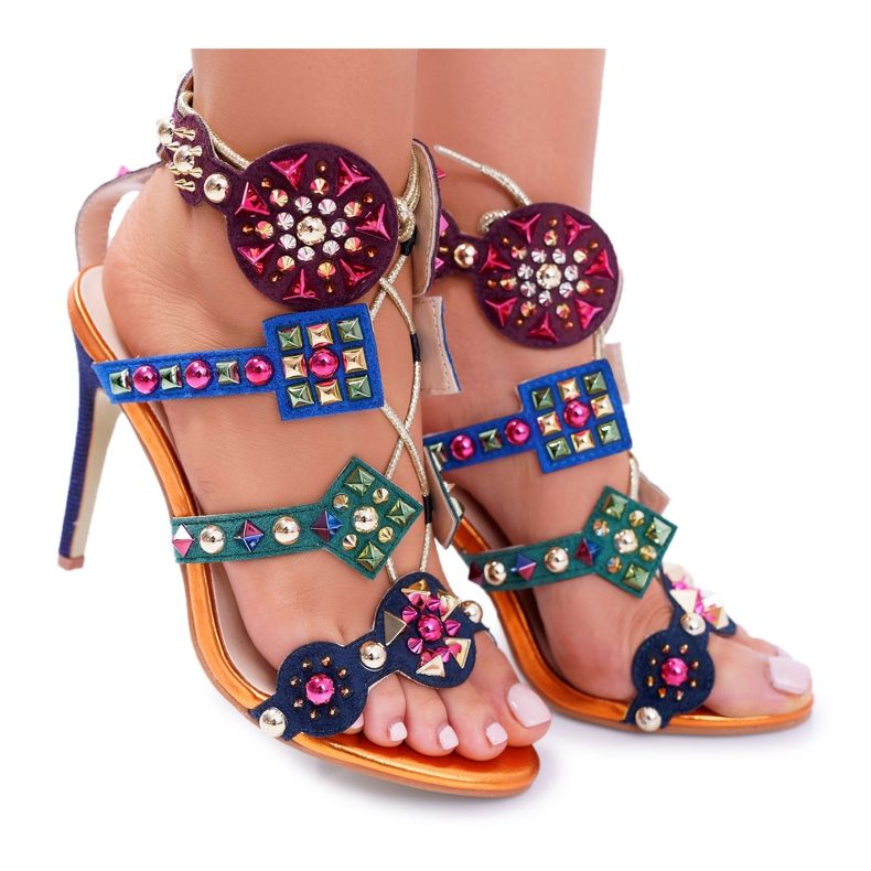LU BOO Sandales À Talons Hauts Jet Studs Rockers Multicolore