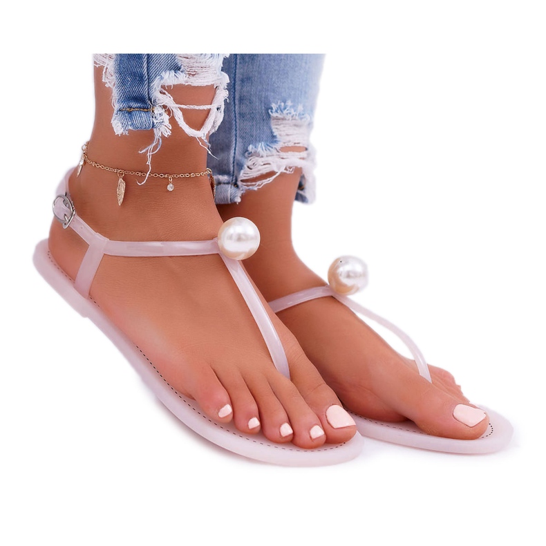 LU BOO Sandales pour femmes Tongs Meliski avec perle rose Contiro LU BOO Sandales pour femmes Tongs Meliski avec perle rose Contiro