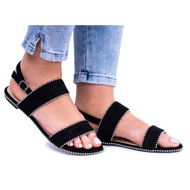 Lu Boo Sandales Noires Femme Jets Noeli le noir