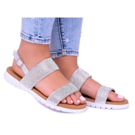 Sandales en argent pour femmes Lu Boo avec zircone cubique parfaite gris