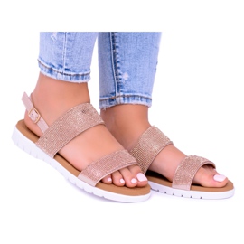 Sandales champagne Lu Boo pour femmes avec zircone cubique parfaite rose