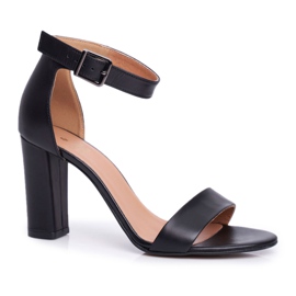 Sandales Sur A Talon Laura Messi 1760 En Cuir Grainé Noir Iliad