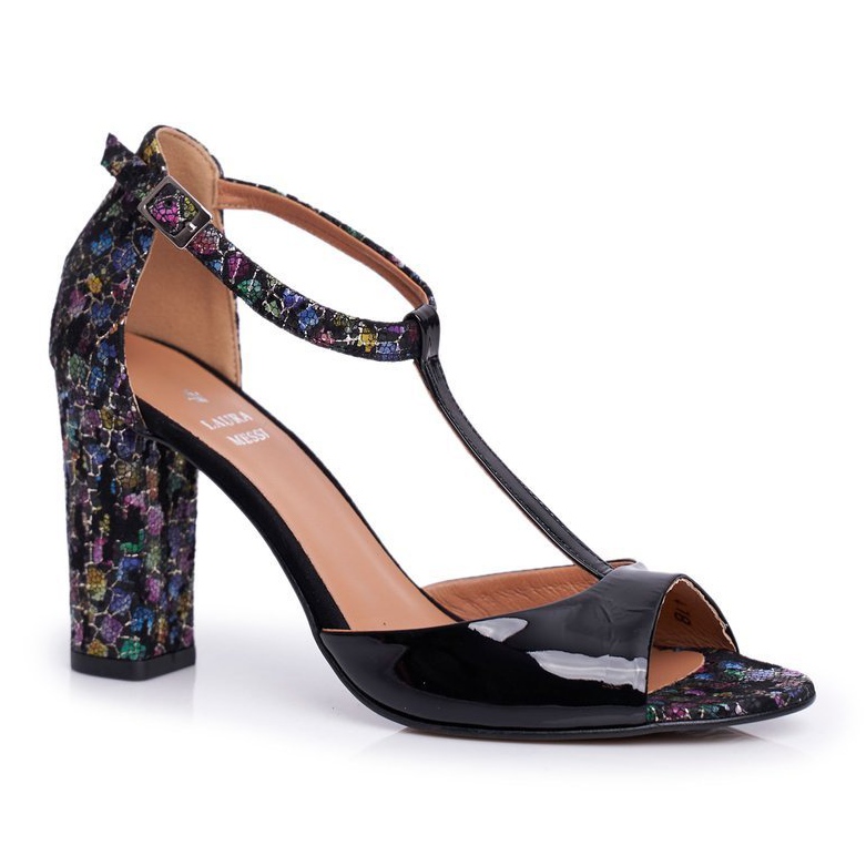 Sandales Sur A Bar Laura Messi 1916 Cristaux Noirs le noir