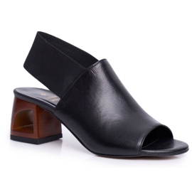 Sandales Sur A Bar Laura Messi 1919 Cuir Noir Grehno le noir