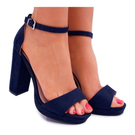 ADY Sandales Femme Bleu Marine Sur Talon Plateforme Debora