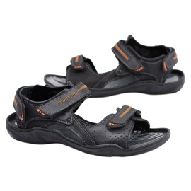 Gino Tuzzi Sandales Polonaises En Cuir Noir Velcro Nicola