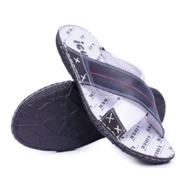 Iguana Chaussons pour hommes en cuir léger bleu marine Okay