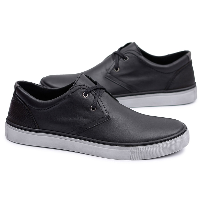 Neex | Chaussures Martino Sport en cuir noir pour hommes le noir