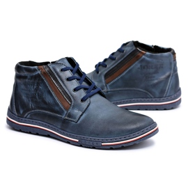 Joker Bottines Brogues Homme Bleu Marine à Fermeture Éclair Cacado