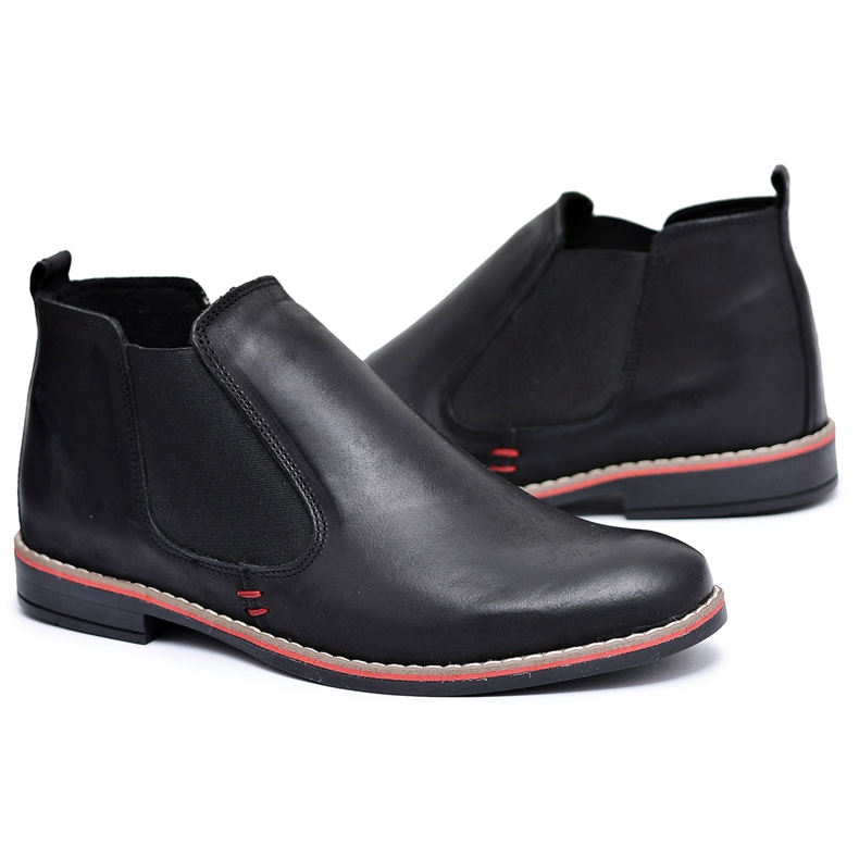 KOMODO Bottines Chelsea Homme Noir Slip-on Oleg Rouge le noir KOMODO Bottines Chelsea Homme Noir Slip-on Oleg Rouge le noir