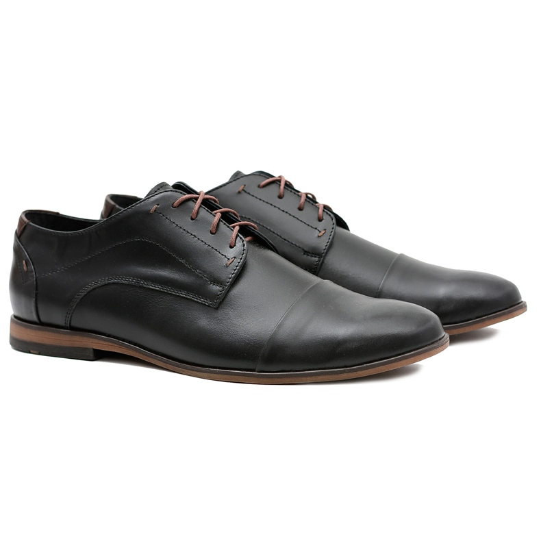 Gejms Chaussures Homme Livio Noires En Cuir le noir