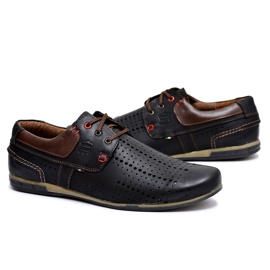 Gino Tuzzi Chaussures pour hommes en cuir noir perforé Boris le noir