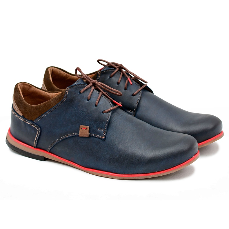 Gino Tuzzi Chaussures Edox pour hommes en cuir bleu marine polonais