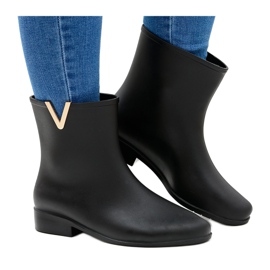 Meliski Margaret Black Low Wellies Slip On le noir