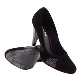 Edeo Pompes en cuir noir avec du fil d'argent le noir