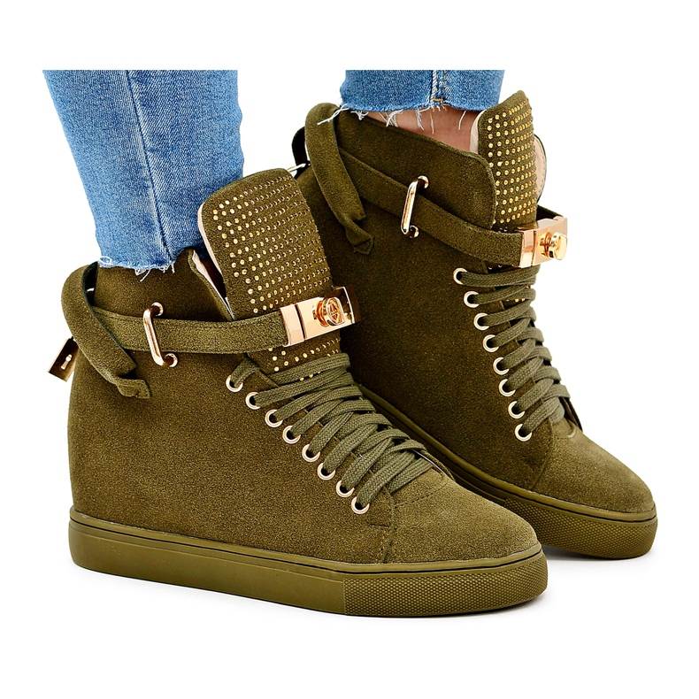 Baskets Femme Lu Boo Daim Golden Cadenas Olive Elani vert